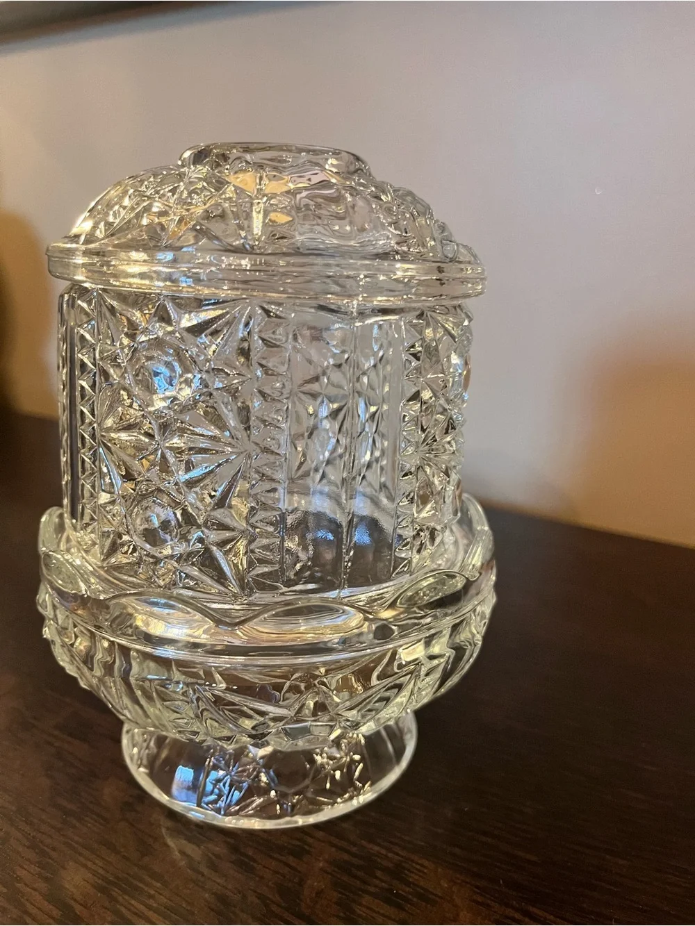 Vintage Indiana Glass Stars & Bars Fairy Lamp
